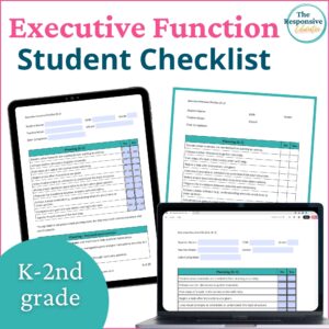 executive functioning IEP goals K-2