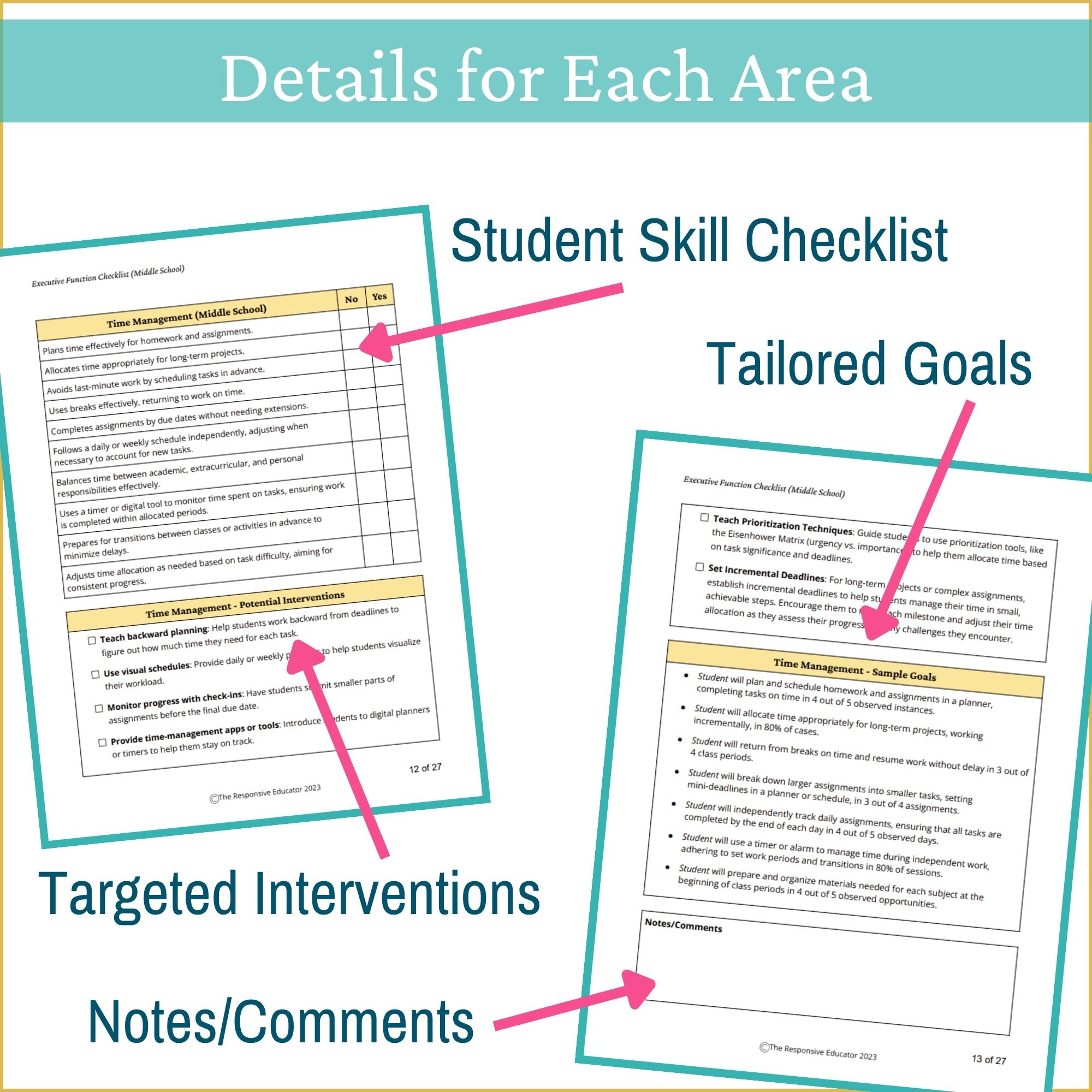 Executive Functioning IEP Goals Middle School & Skills Checklist - Image 4