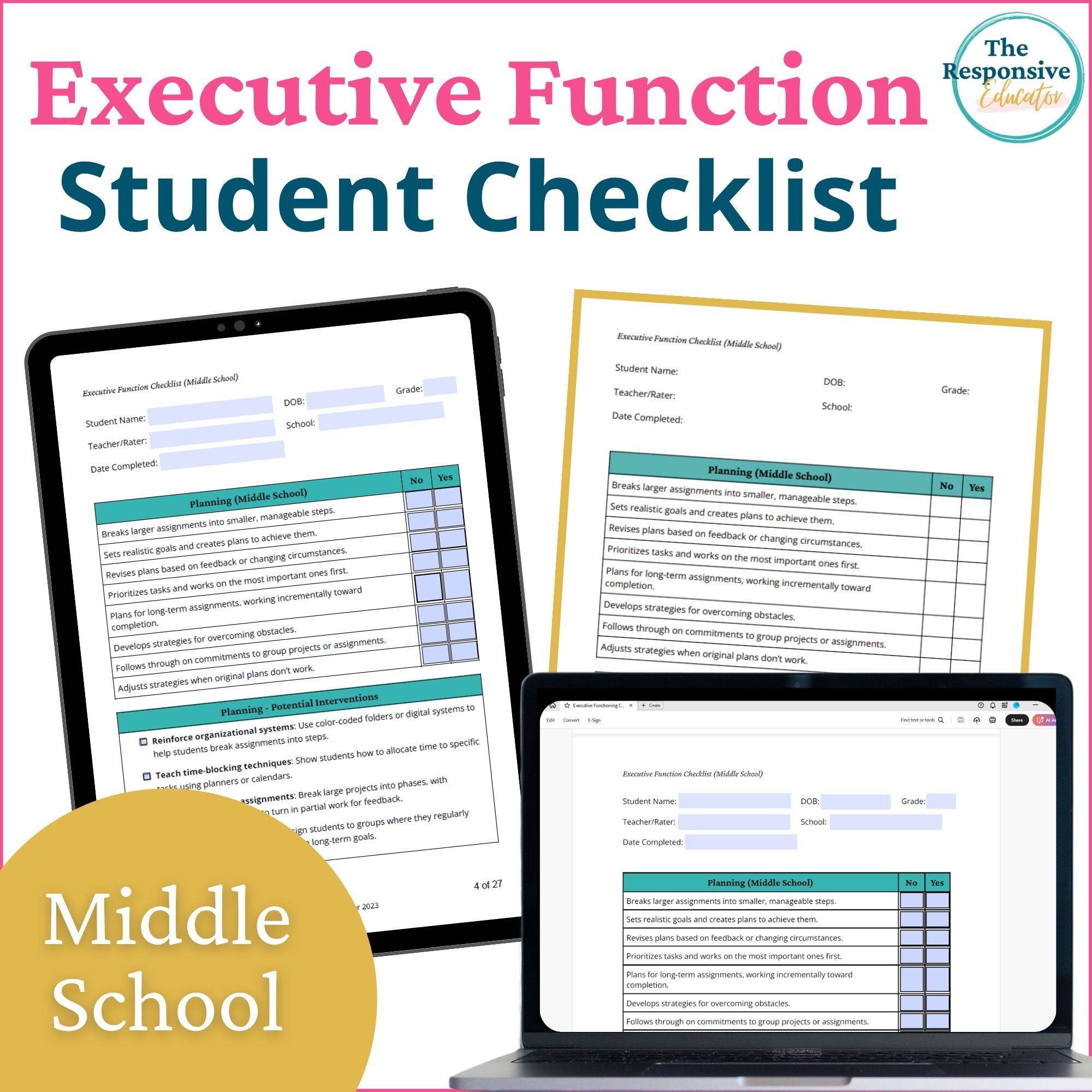 Executive Functioning IEP Goals Middle School