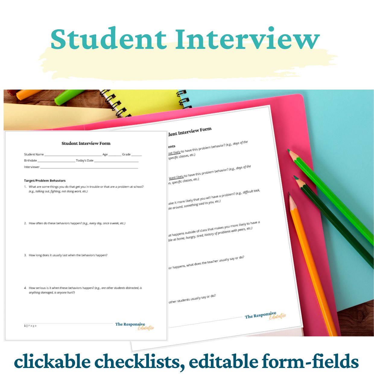 FBA Interview Forms: Parent, Teacher & Student Questionnaires - Image 3