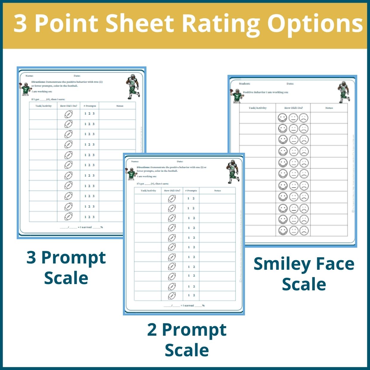 Football Behavior Point Sheet – 3 Versions | Fillable PDF - Image 2