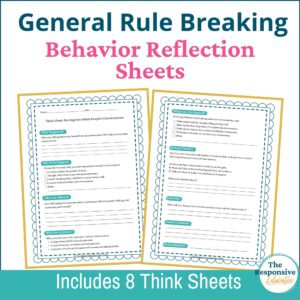 Following Classroom Rules Behavior Reflection Sheets
