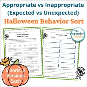 Halloween Appropriate vs Inappropriate Behavior Worksheets