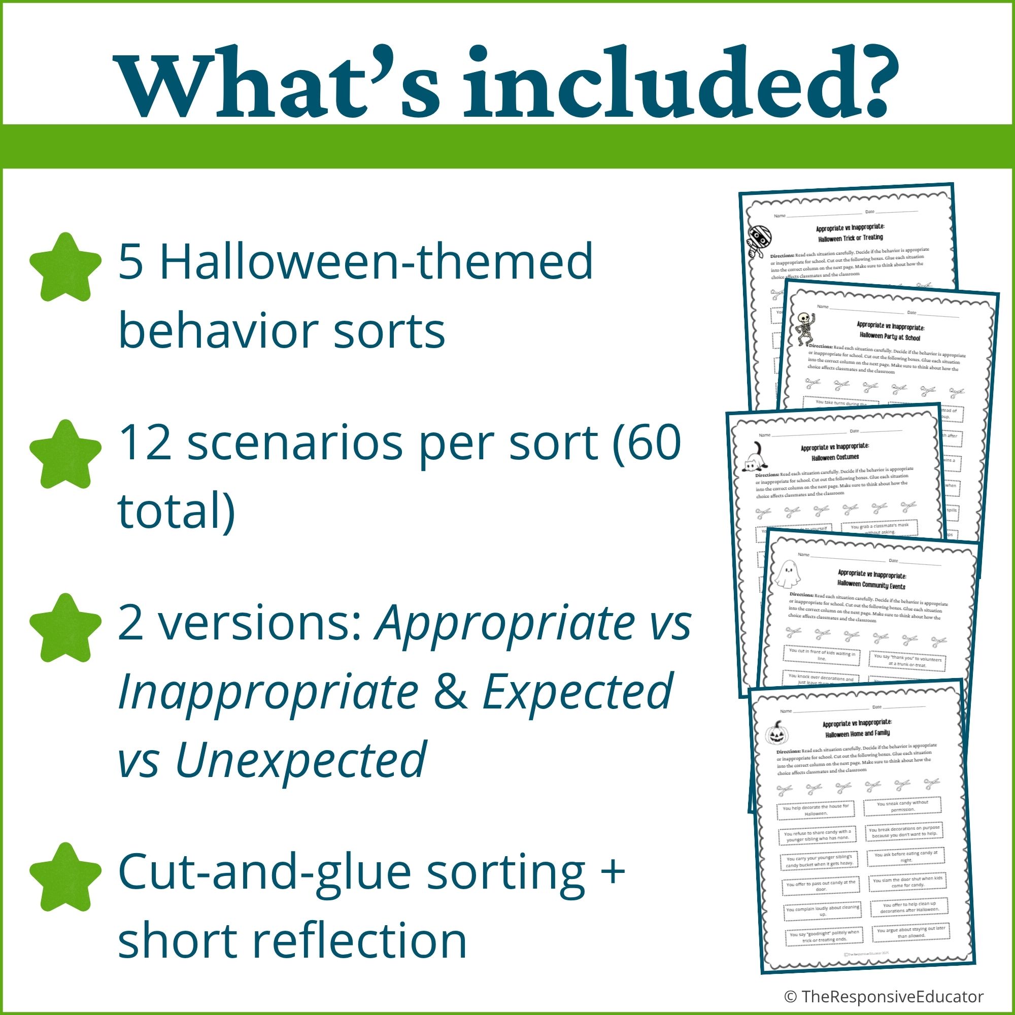 Halloween Appropriate vs Inappropriate Behavior Worksheets
