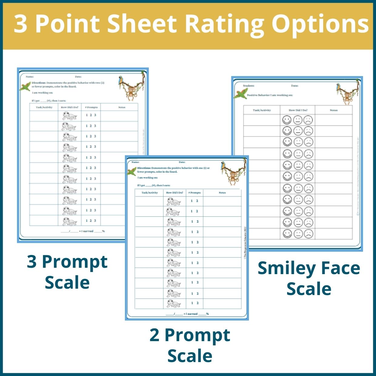 Jungle Behavior Point Sheet – 3 Versions | Fillable PDF - Image 2