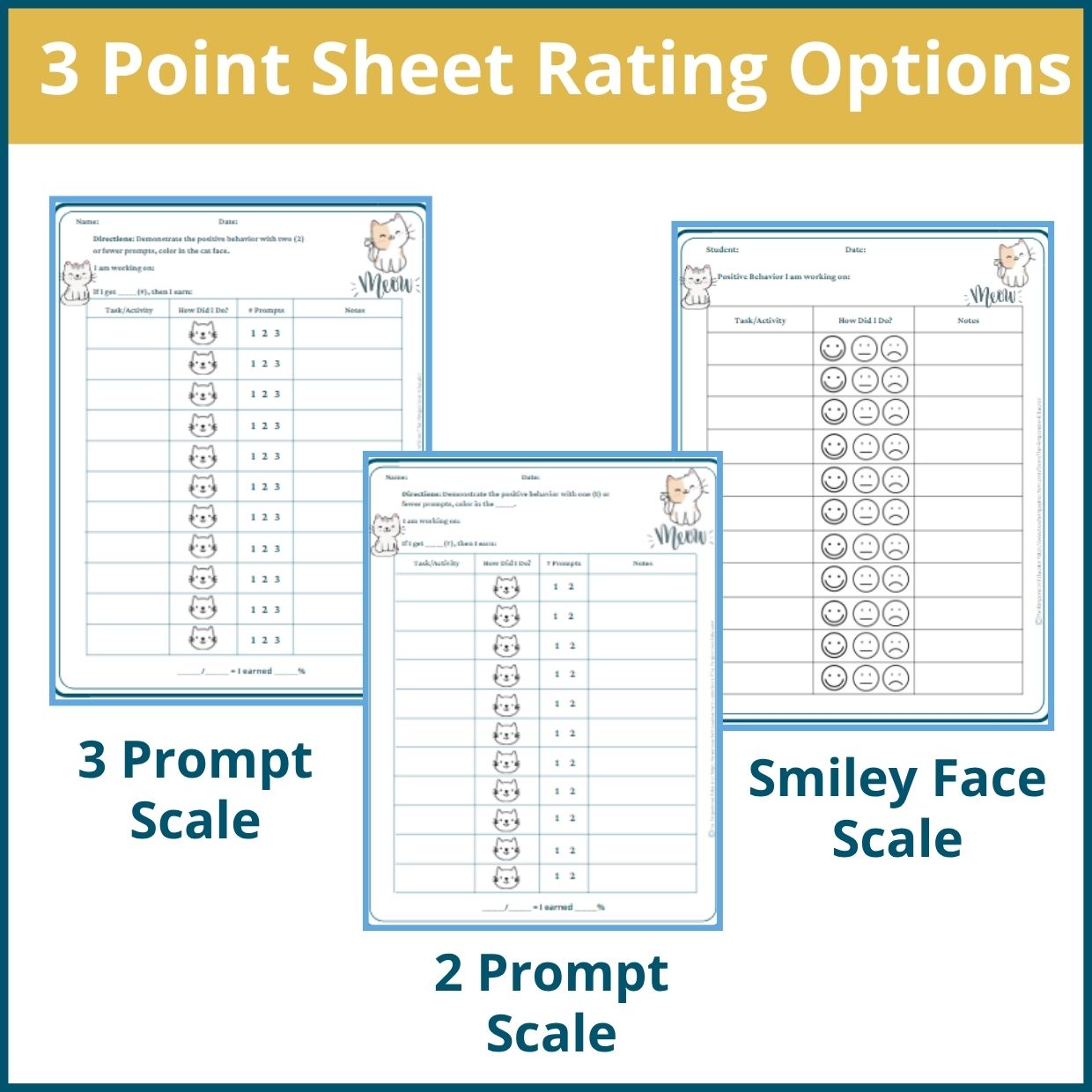 Kittens Behavior Point Sheet – 3 Versions | Fillable PDF - Image 2