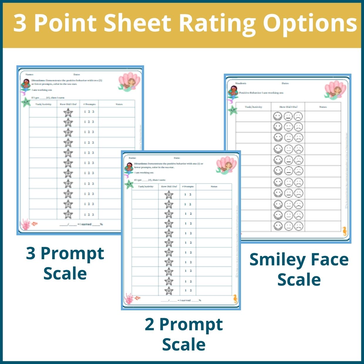 Mermaids Behavior Point Sheet – 3 Versions | Fillable PDF - Image 2