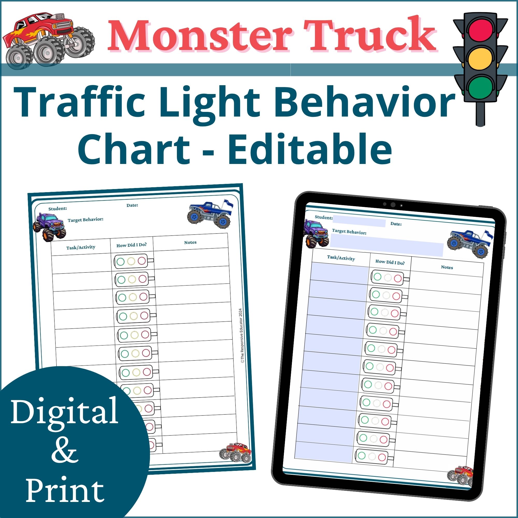 Monster Truck Traffic Light Behavior Chart