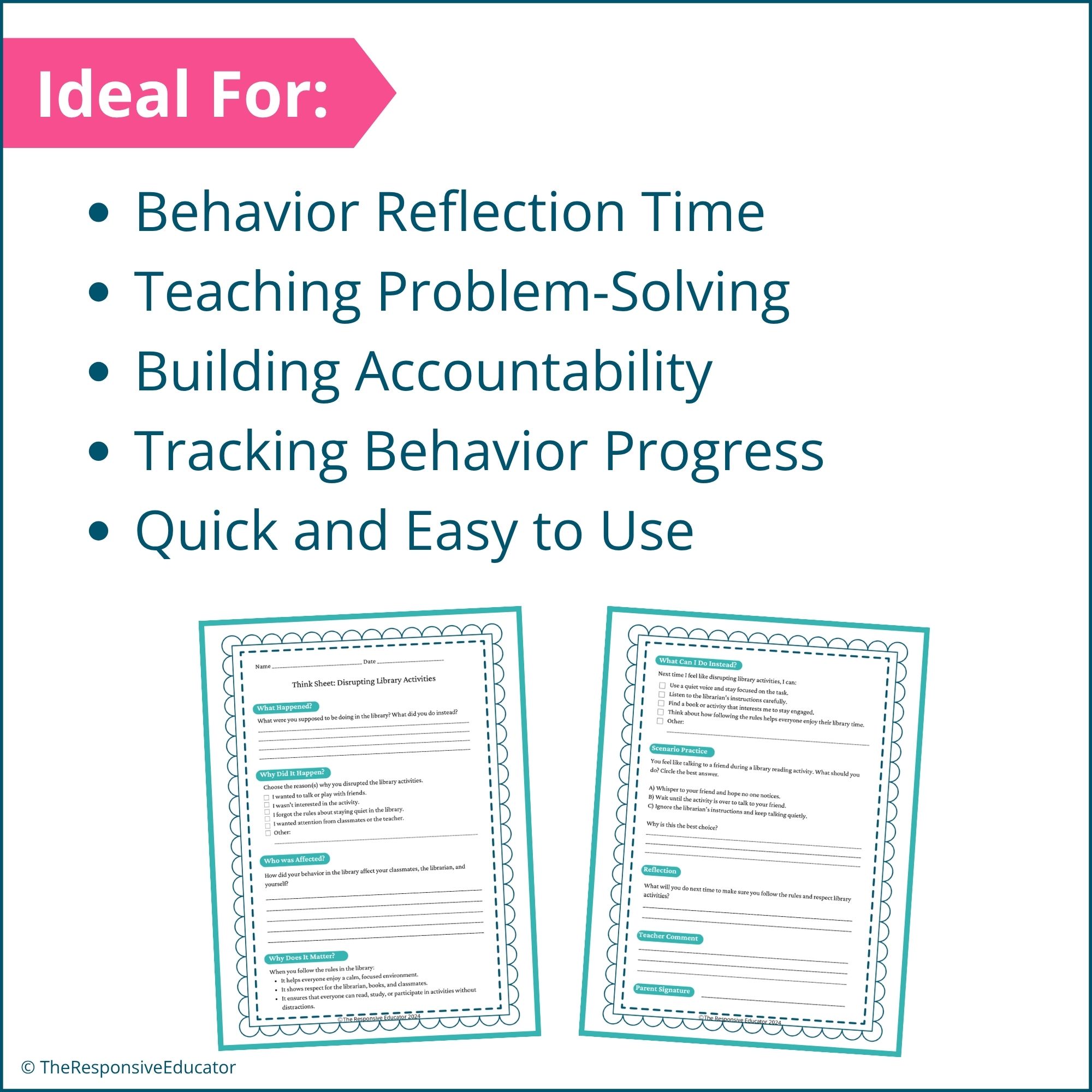 Out-of-Class Behavior Reflection Sheets & Think Sheets for Students - Image 4