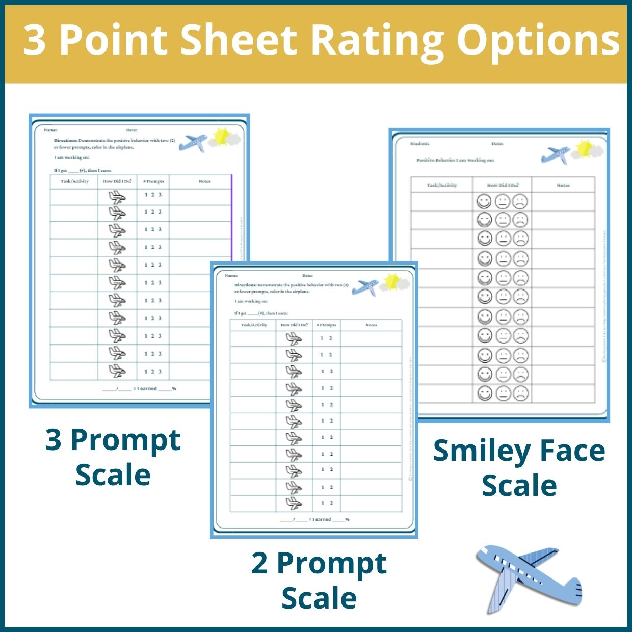 Airplanes Behavior Point Sheet – 3 Versions | Fillable PDF - Image 2