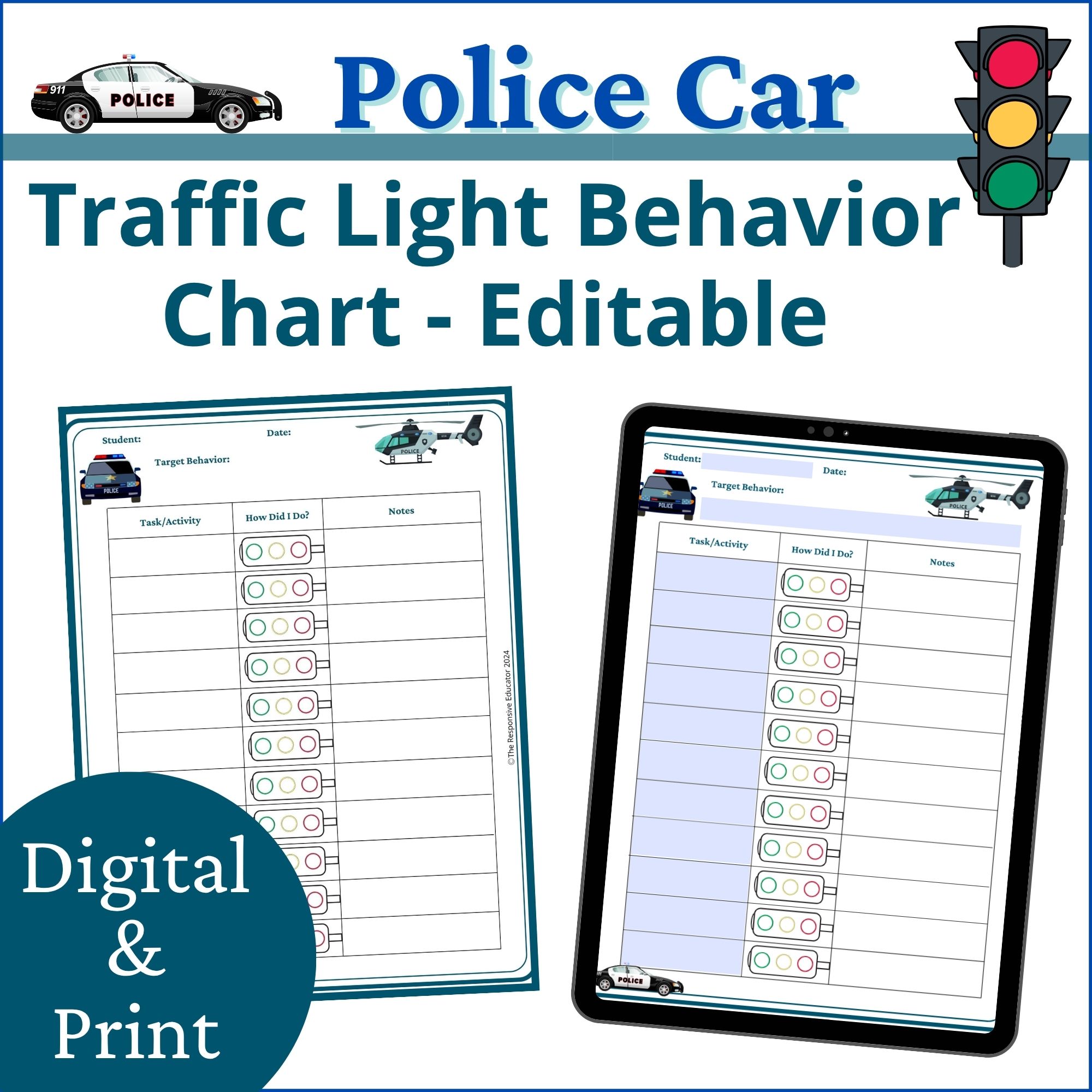 Police Car Traffic Light Behavior Chart