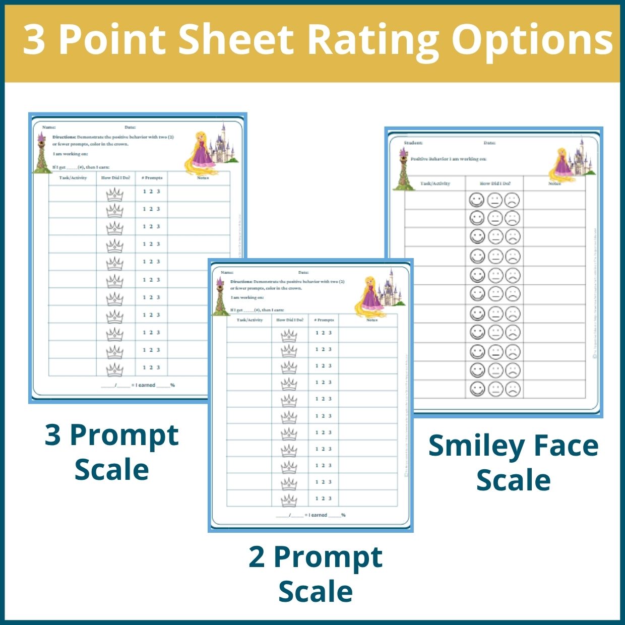 Rapunzel Behavior Point Sheet – 3 Versions | Fillable PDF - Image 2