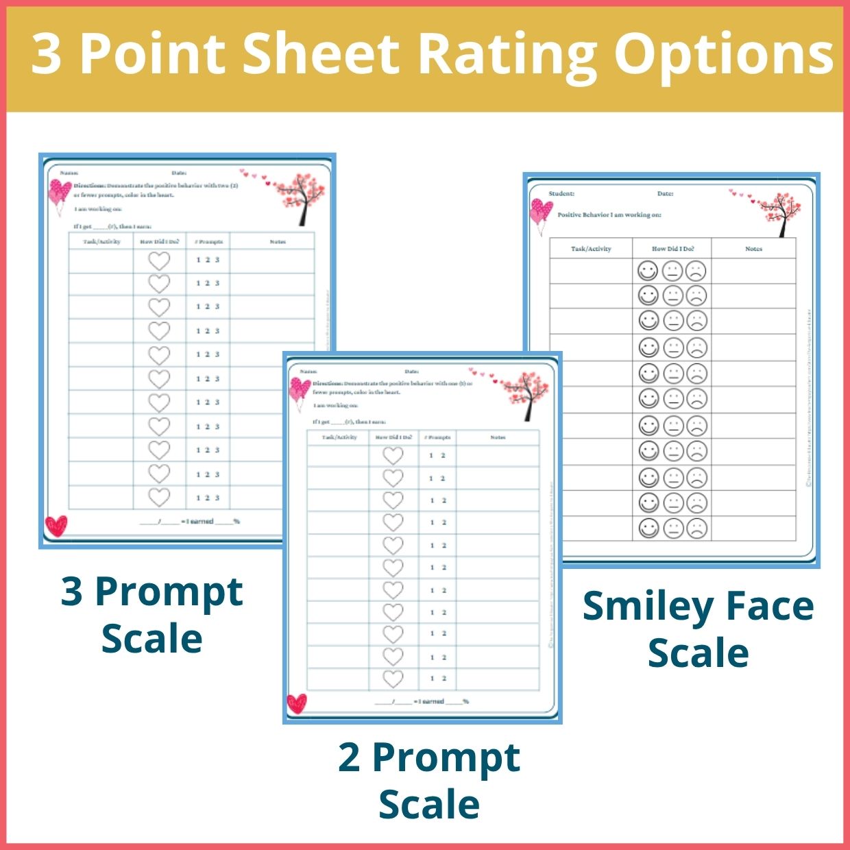 Valentine's Day Behavior Point Sheet – 3 Versions | Fillable PDF - Image 2