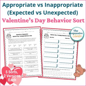 Valentine's Day Appropriate vs Inappropriate Behavior Worksheets