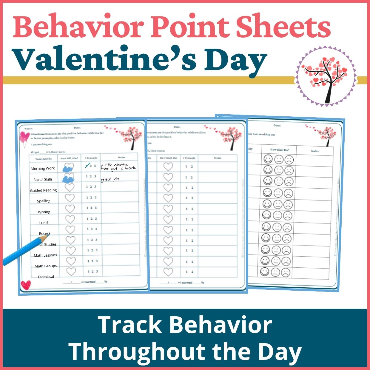 Valentine's Day Behavior Point Sheet