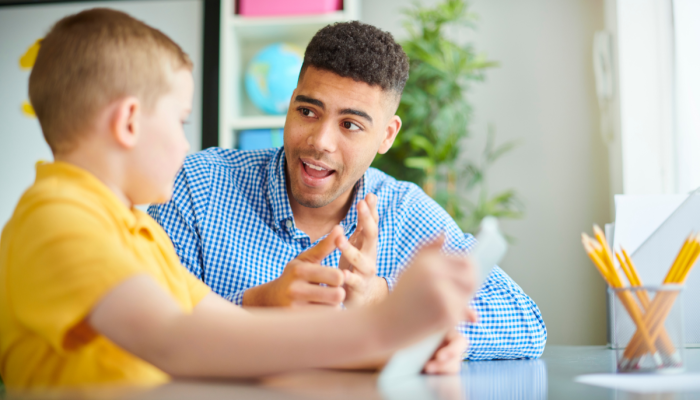 teacher student talking
