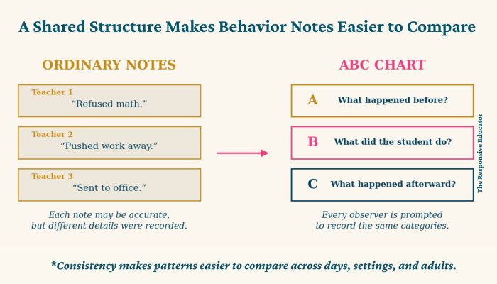 A Shared Structure Makes Behavior Notes Easier to Compare