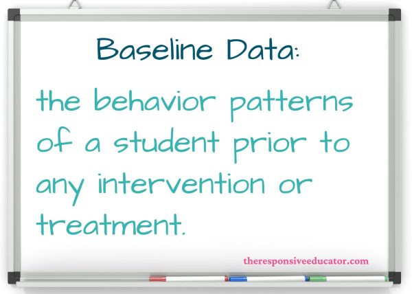 whiteboard with definition of baseline data on it