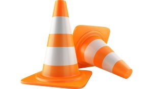 orange caution cones