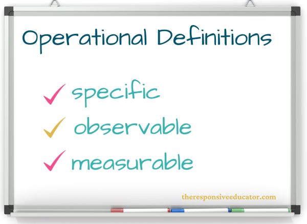 white board with the definition of operational definition on it