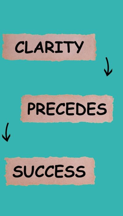 the words clarity precedes success with arrows