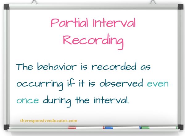 partial interval recording description on whiteboard