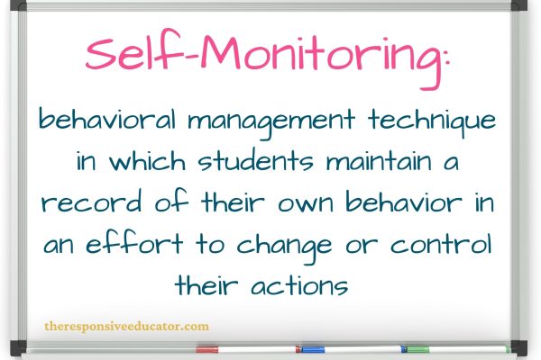 definition of self-monitoring written on a whiteboard