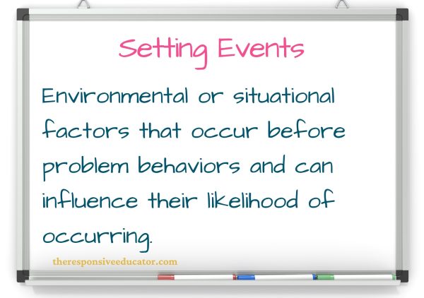 setting events definition written on whiteboard