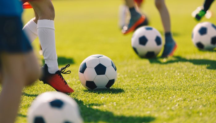 children playing soccer