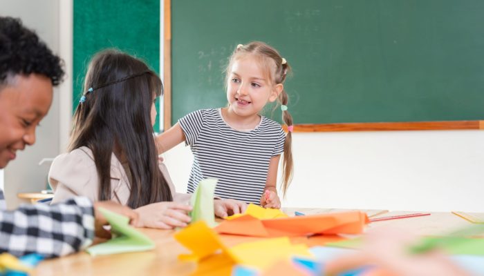 student working talking out of seat