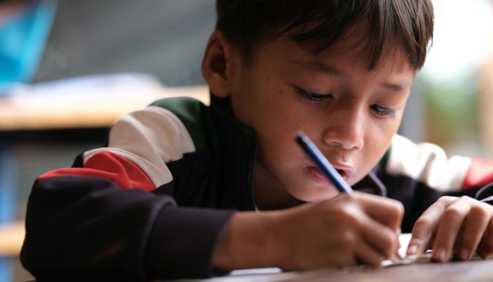 student writing